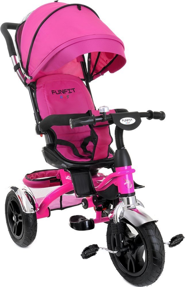 Giving Inaccurate crowd Tricicleta Carucior pentru copii cu scaun rotativ, copertina, cos, maner  parental, suport picioare pliabil, culoare roz - eMAG.ro